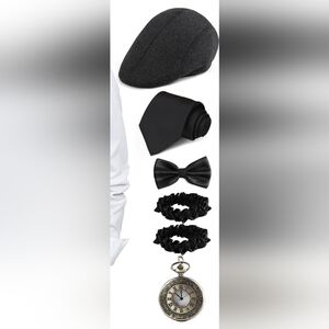 Black Men's Tie and Bow Set with Cummerbund